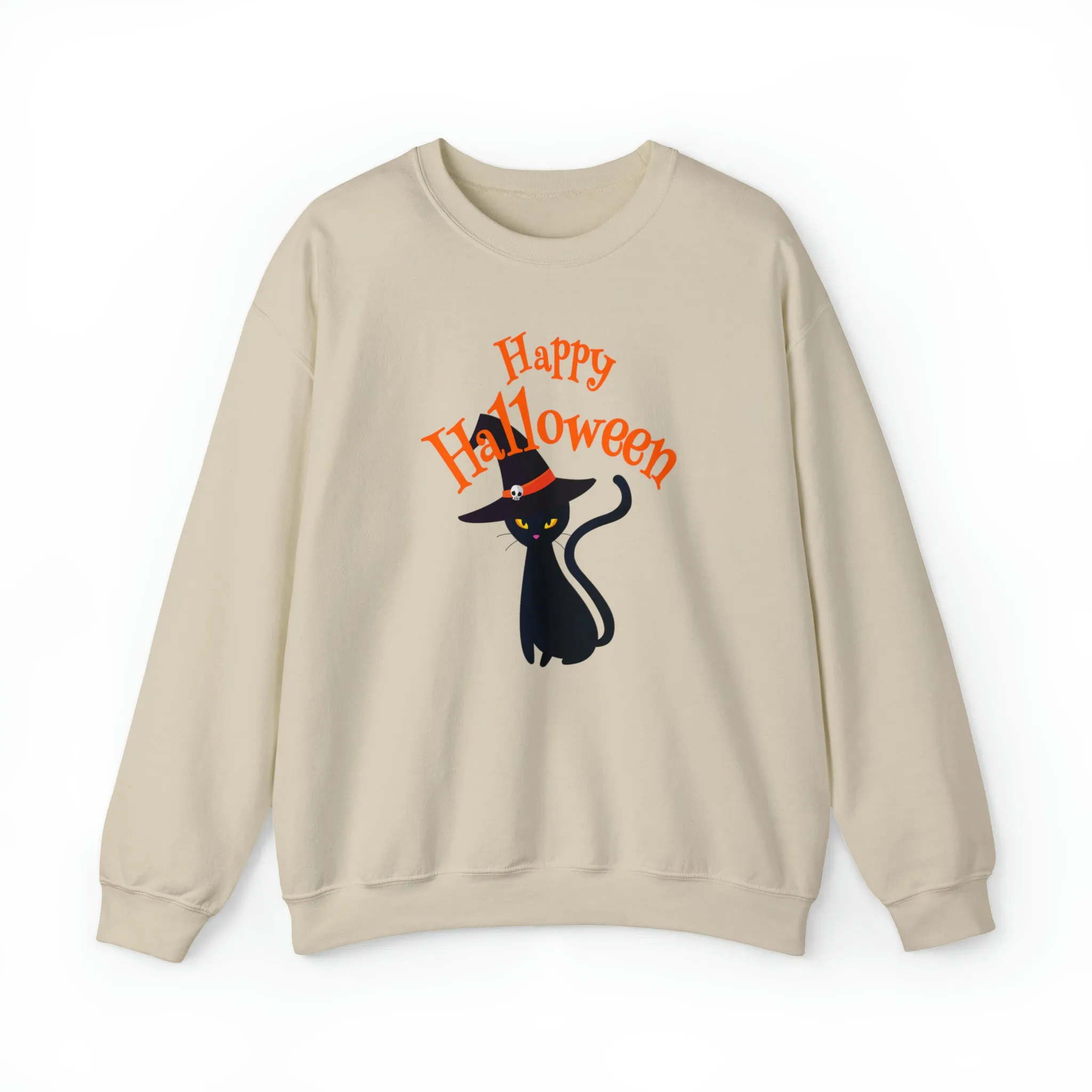 Happy Halloween Black Cat Sweatshirt, Scary Cat Sweatshirt , Funny Halloween Sweatshirt, Unisex Funny Season Shirt