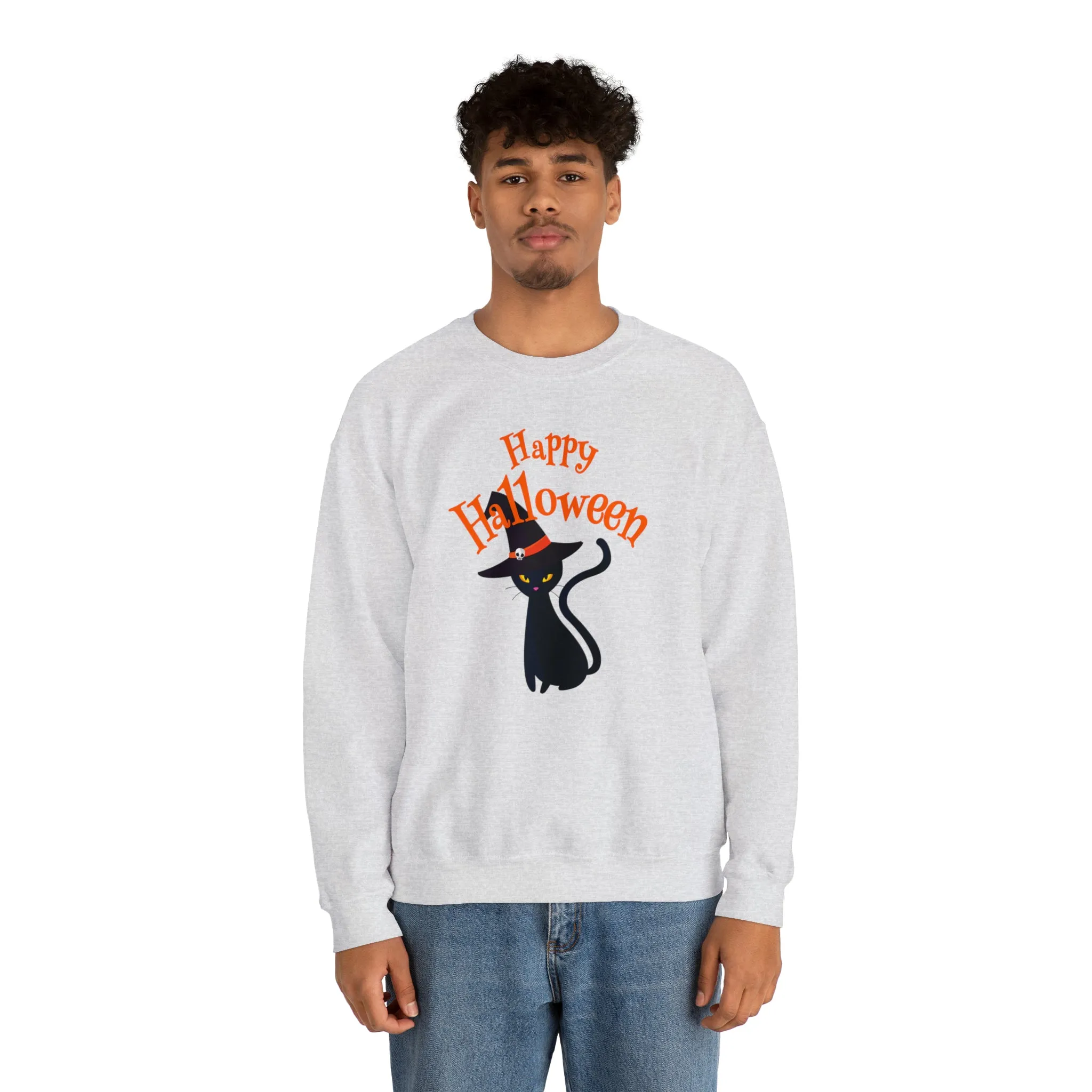 Happy Halloween Black Cat Sweatshirt, Scary Cat Sweatshirt , Funny Halloween Sweatshirt, Unisex Funny Season Shirt