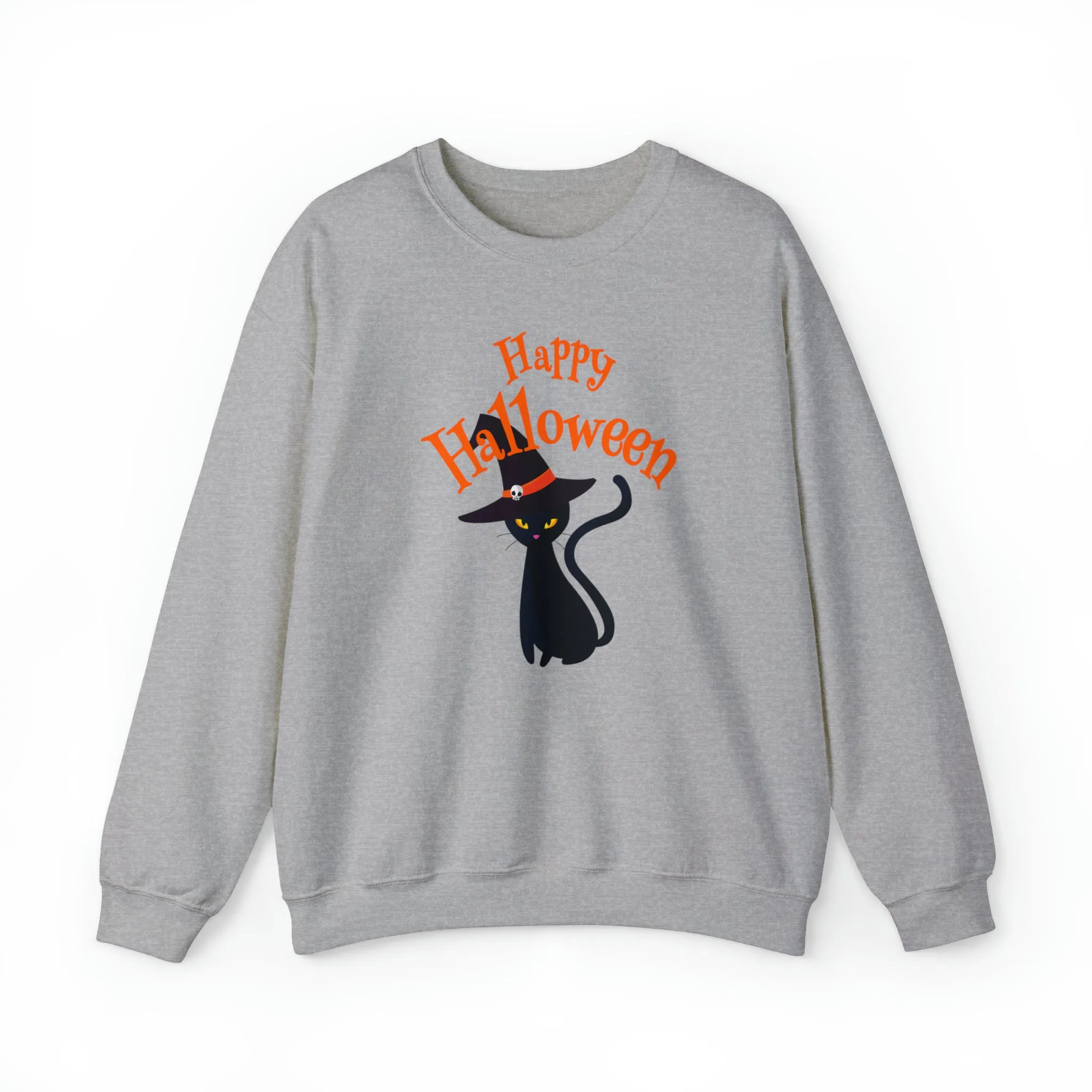 Happy Halloween Black Cat Sweatshirt, Scary Cat Sweatshirt , Funny Halloween Sweatshirt, Unisex Funny Season Shirt
