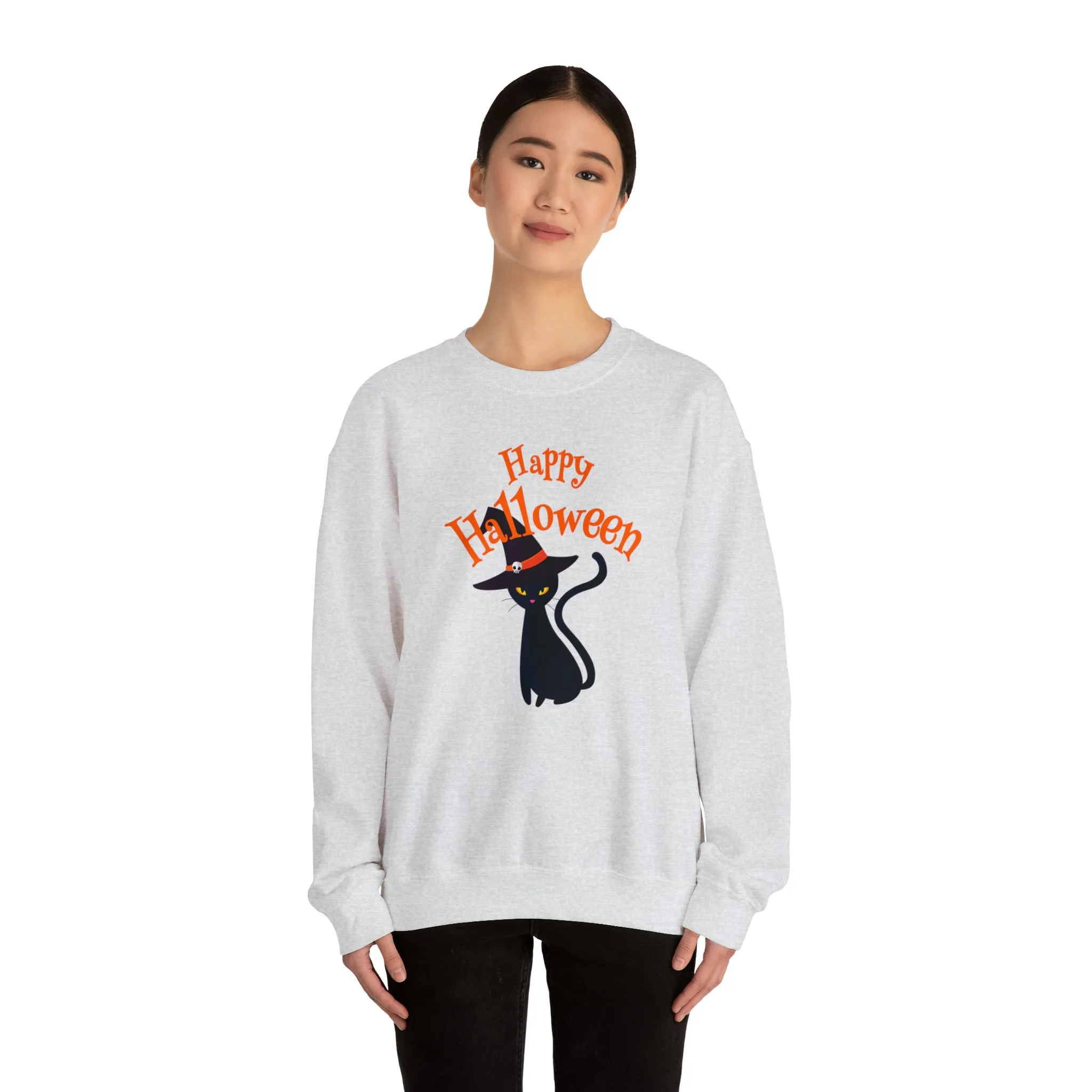 Happy Halloween Black Cat Sweatshirt, Scary Cat Sweatshirt , Funny Halloween Sweatshirt, Unisex Funny Season Shirt