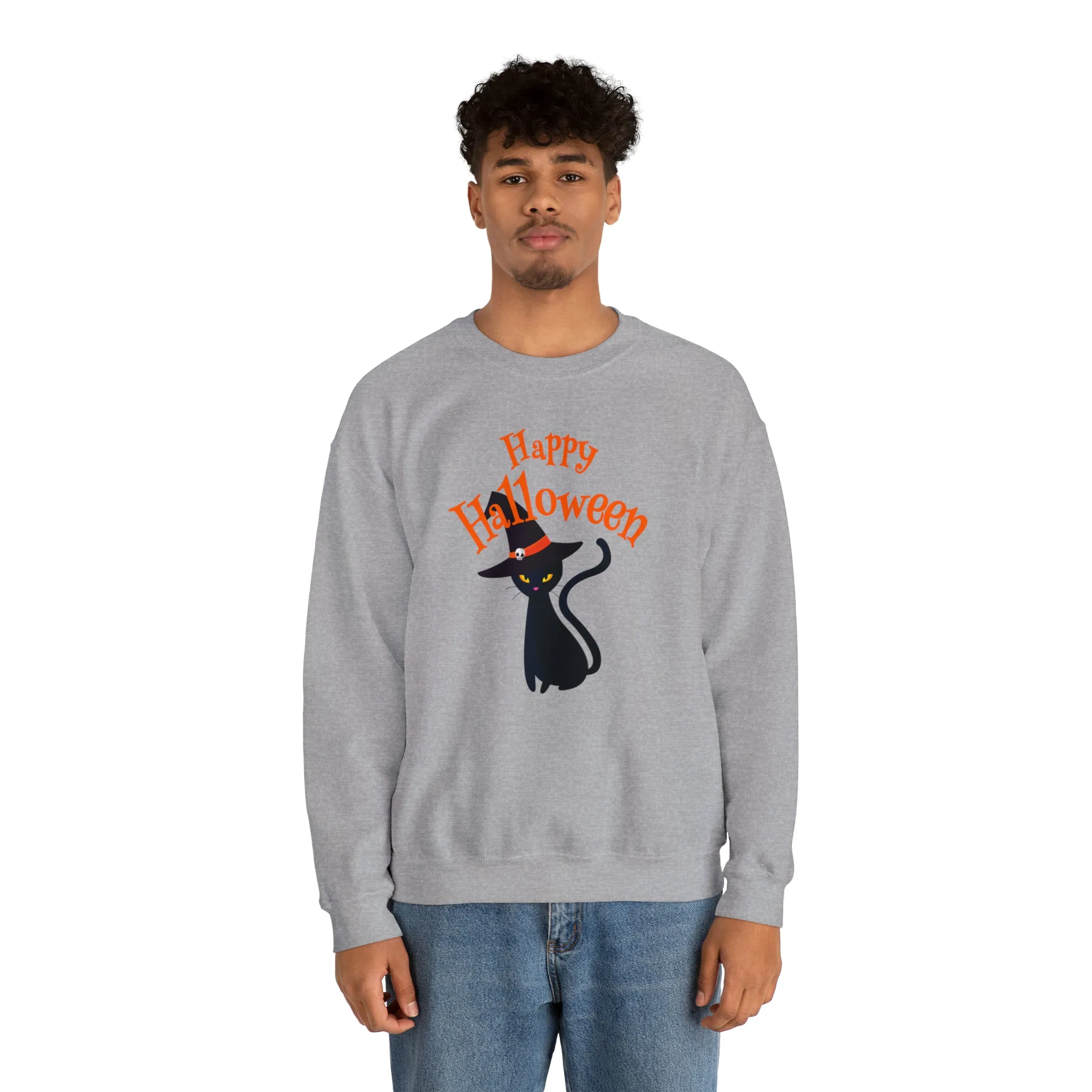 Happy Halloween Black Cat Sweatshirt, Scary Cat Sweatshirt , Funny Halloween Sweatshirt, Unisex Funny Season Shirt