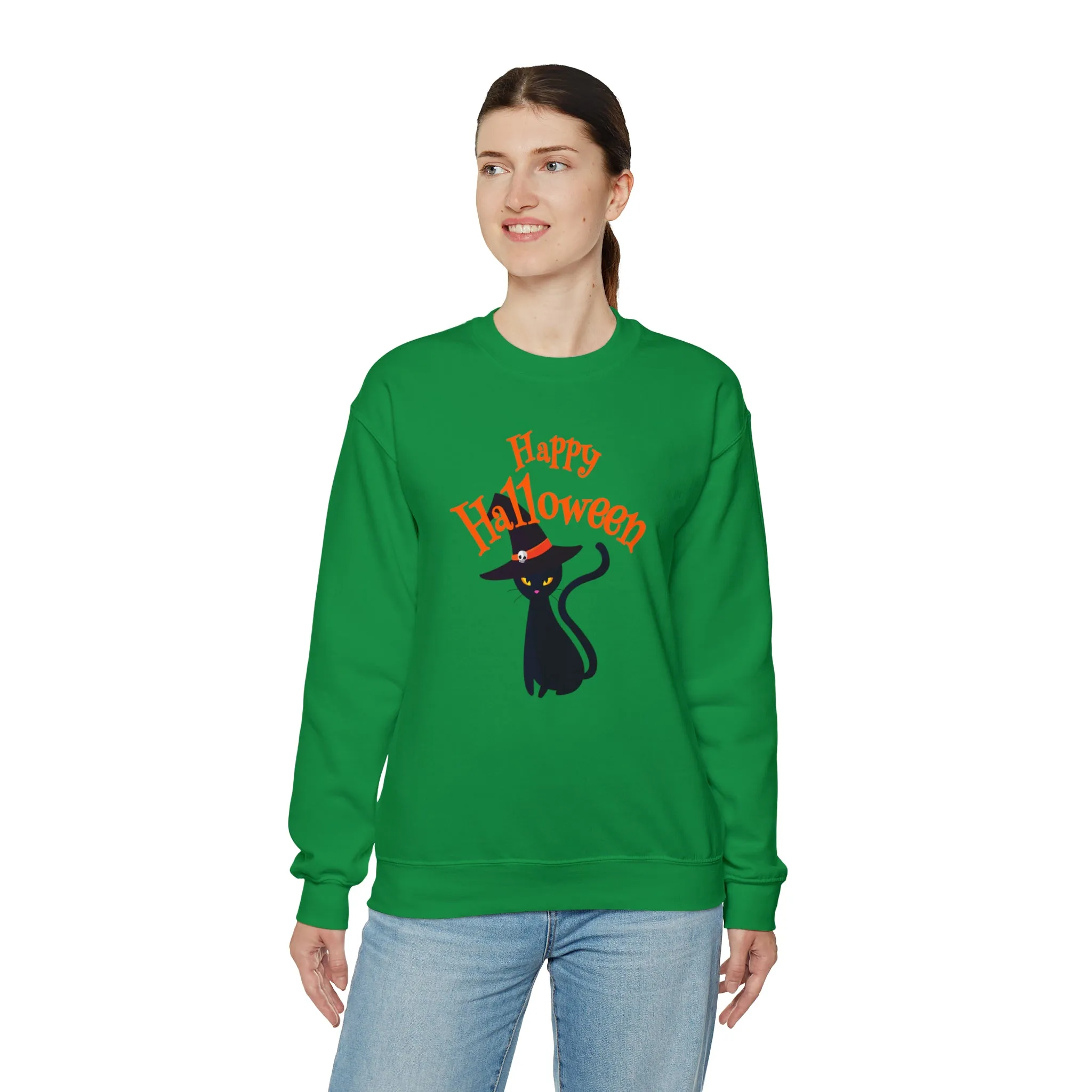Happy Halloween Black Cat Sweatshirt, Scary Cat Sweatshirt , Funny Halloween Sweatshirt, Unisex Funny Season Shirt