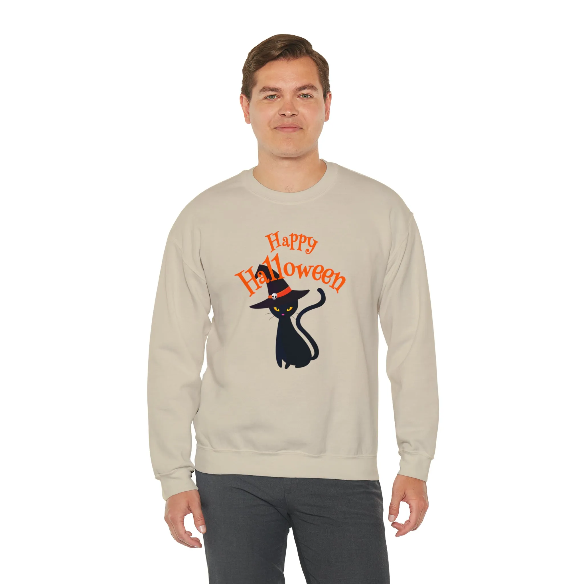 Happy Halloween Black Cat Sweatshirt, Scary Cat Sweatshirt , Funny Halloween Sweatshirt, Unisex Funny Season Shirt