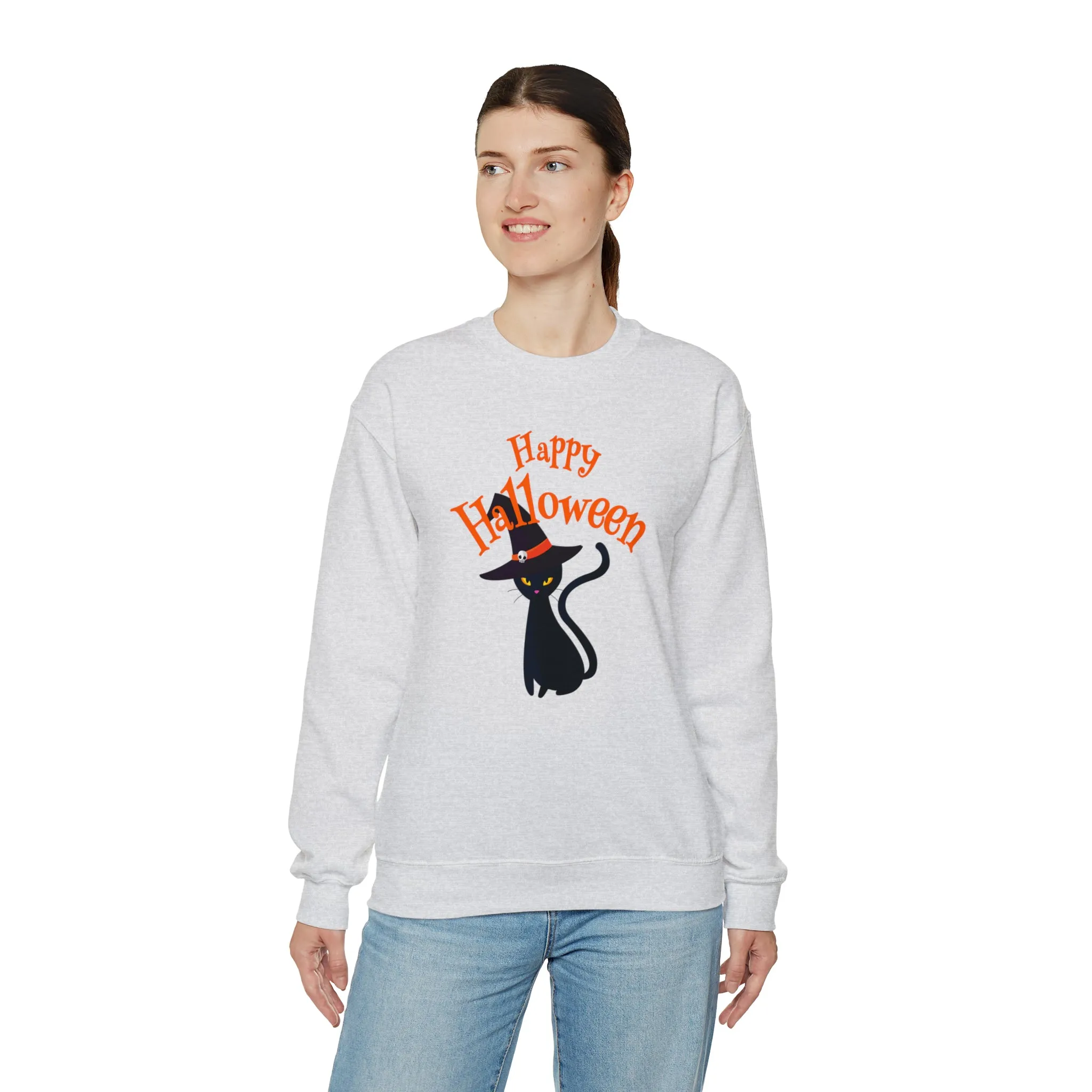 Happy Halloween Black Cat Sweatshirt, Scary Cat Sweatshirt , Funny Halloween Sweatshirt, Unisex Funny Season Shirt