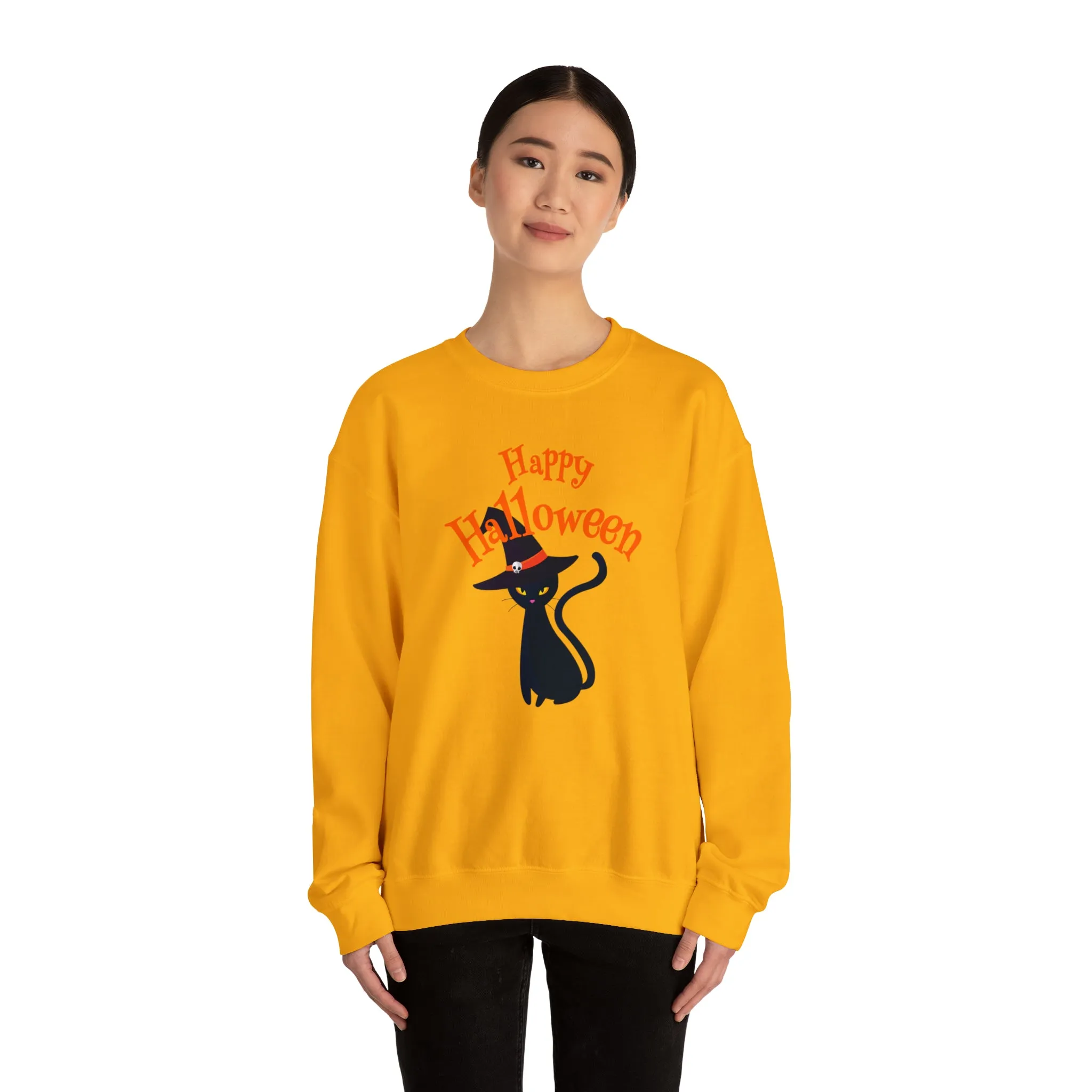 Happy Halloween Black Cat Sweatshirt, Scary Cat Sweatshirt , Funny Halloween Sweatshirt, Unisex Funny Season Shirt