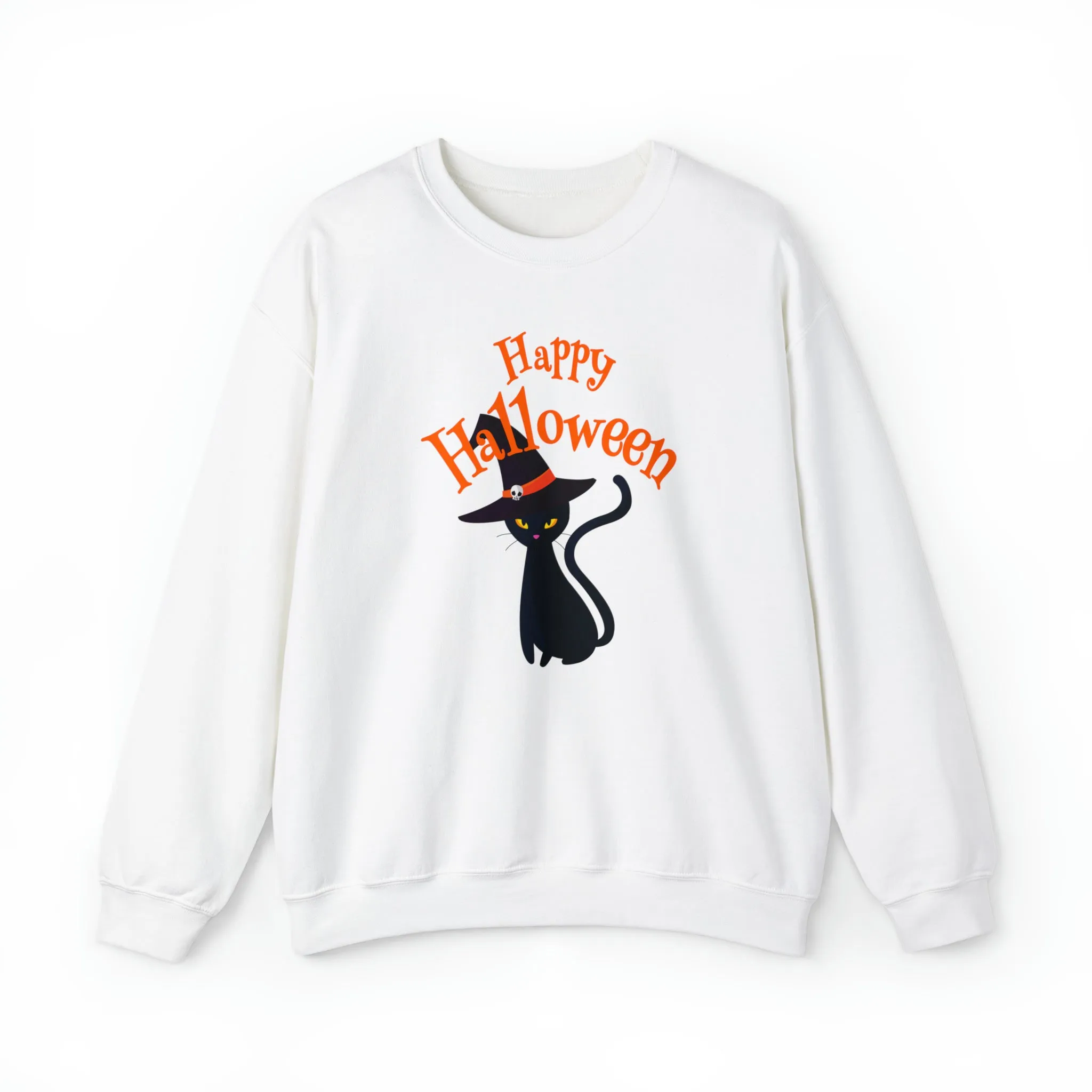 Happy Halloween Black Cat Sweatshirt, Scary Cat Sweatshirt , Funny Halloween Sweatshirt, Unisex Funny Season Shirt