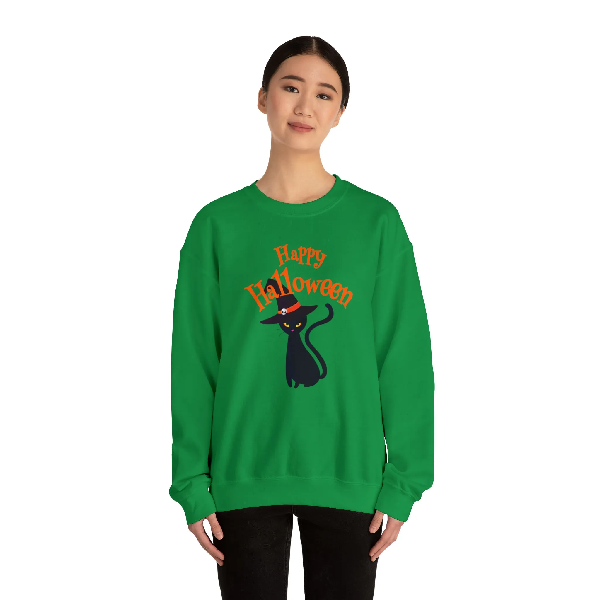 Happy Halloween Black Cat Sweatshirt, Scary Cat Sweatshirt , Funny Halloween Sweatshirt, Unisex Funny Season Shirt