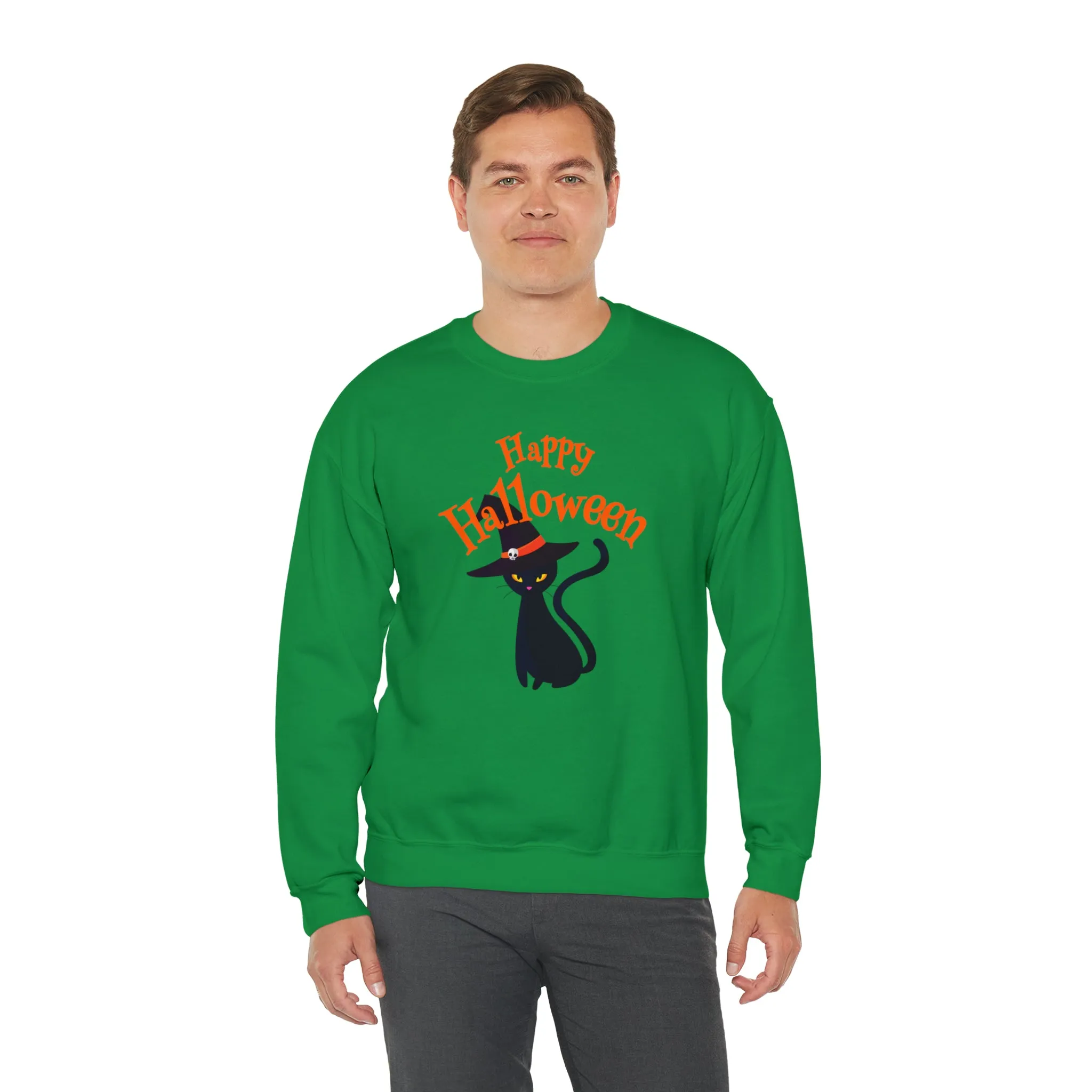 Happy Halloween Black Cat Sweatshirt, Scary Cat Sweatshirt , Funny Halloween Sweatshirt, Unisex Funny Season Shirt