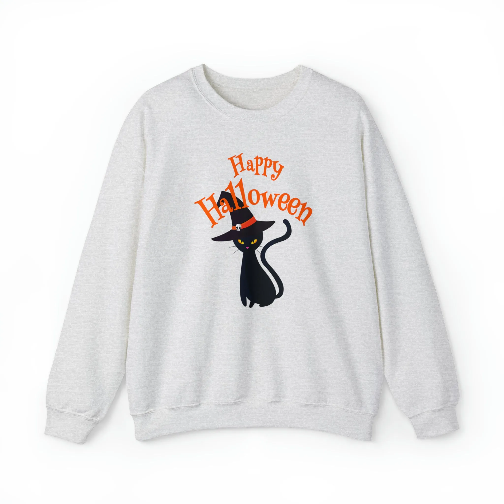 Happy Halloween Black Cat Sweatshirt, Scary Cat Sweatshirt , Funny Halloween Sweatshirt, Unisex Funny Season Shirt