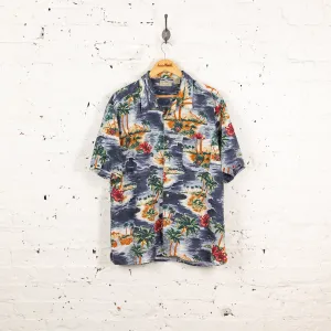 Hawaiian Palm Trees Pattern Shirt - Blue - L