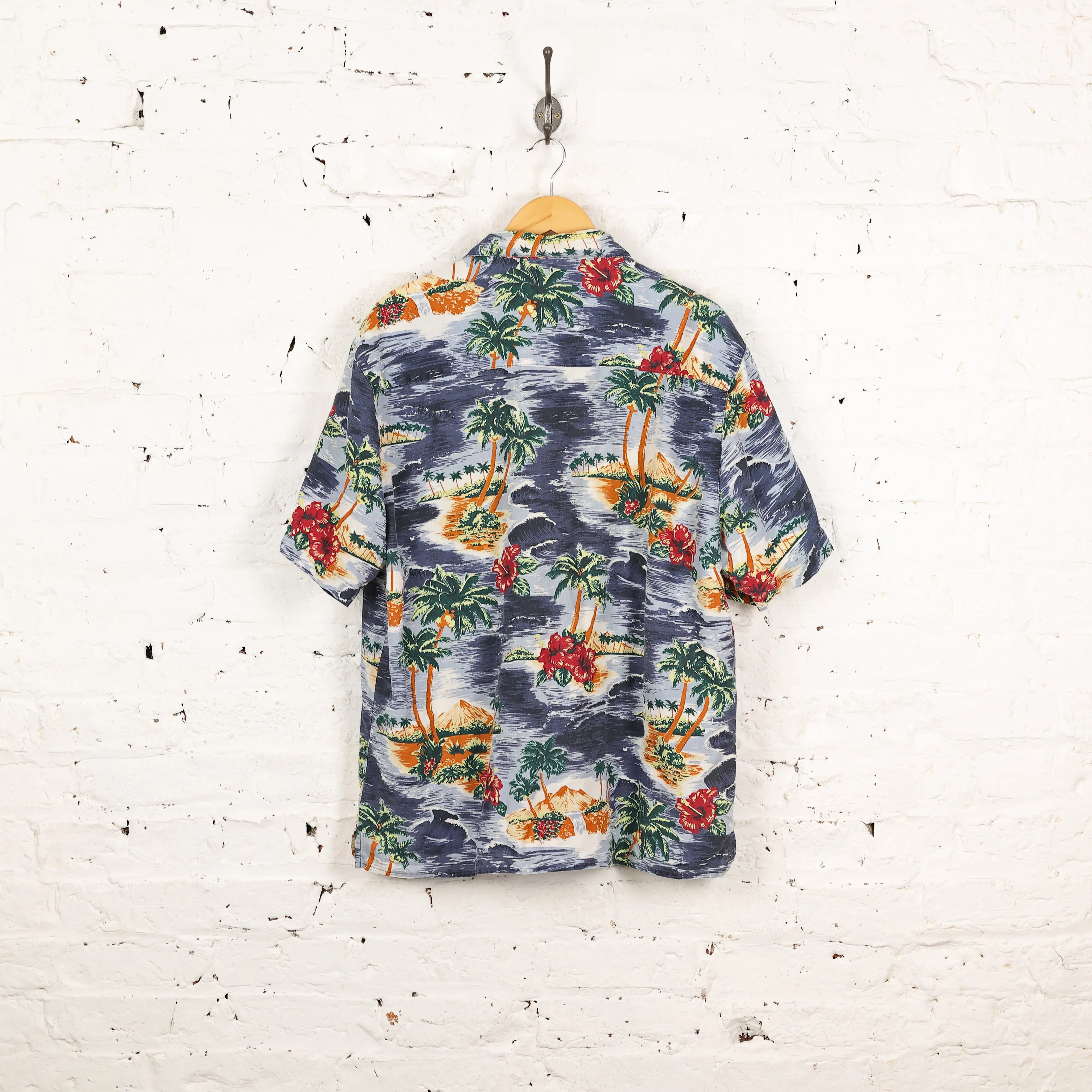 Hawaiian Palm Trees Pattern Shirt - Blue - L
