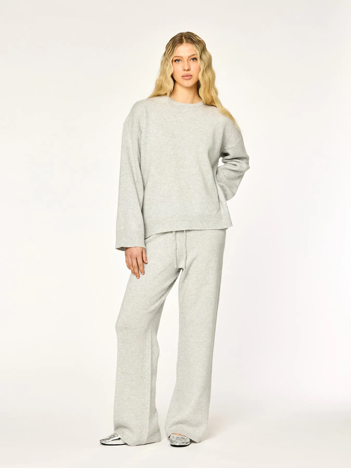HEATHER - Knit Pants • Light Grey