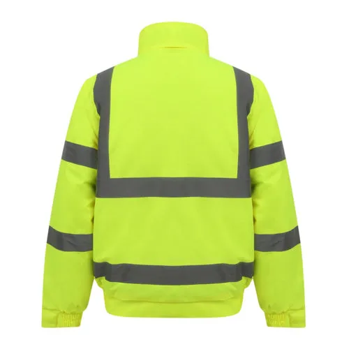 Heavy Duty Class 3 Waterproof Safety Bomber Jacket With Hood