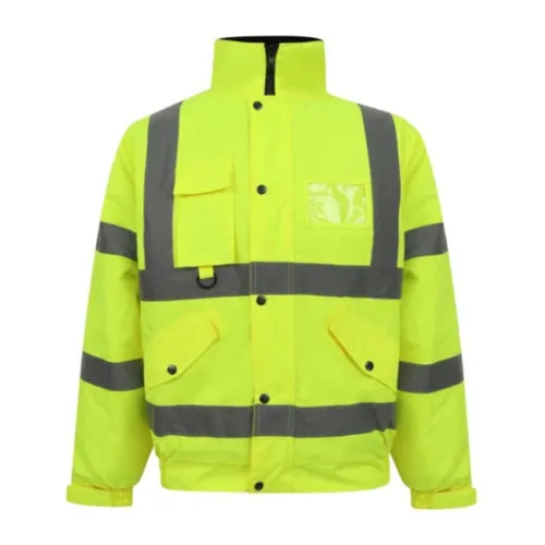 Heavy Duty Class 3 Waterproof Safety Bomber Jacket With Hood