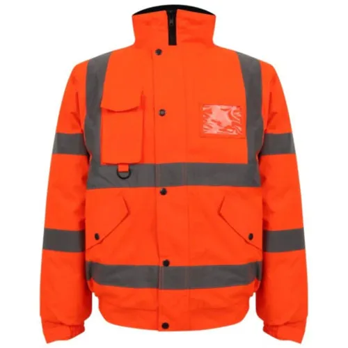 Heavy Duty Class 3 Waterproof Safety Bomber Jacket With Hood