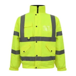 Heavy Duty Class 3 Waterproof Safety Bomber Jacket With Hood