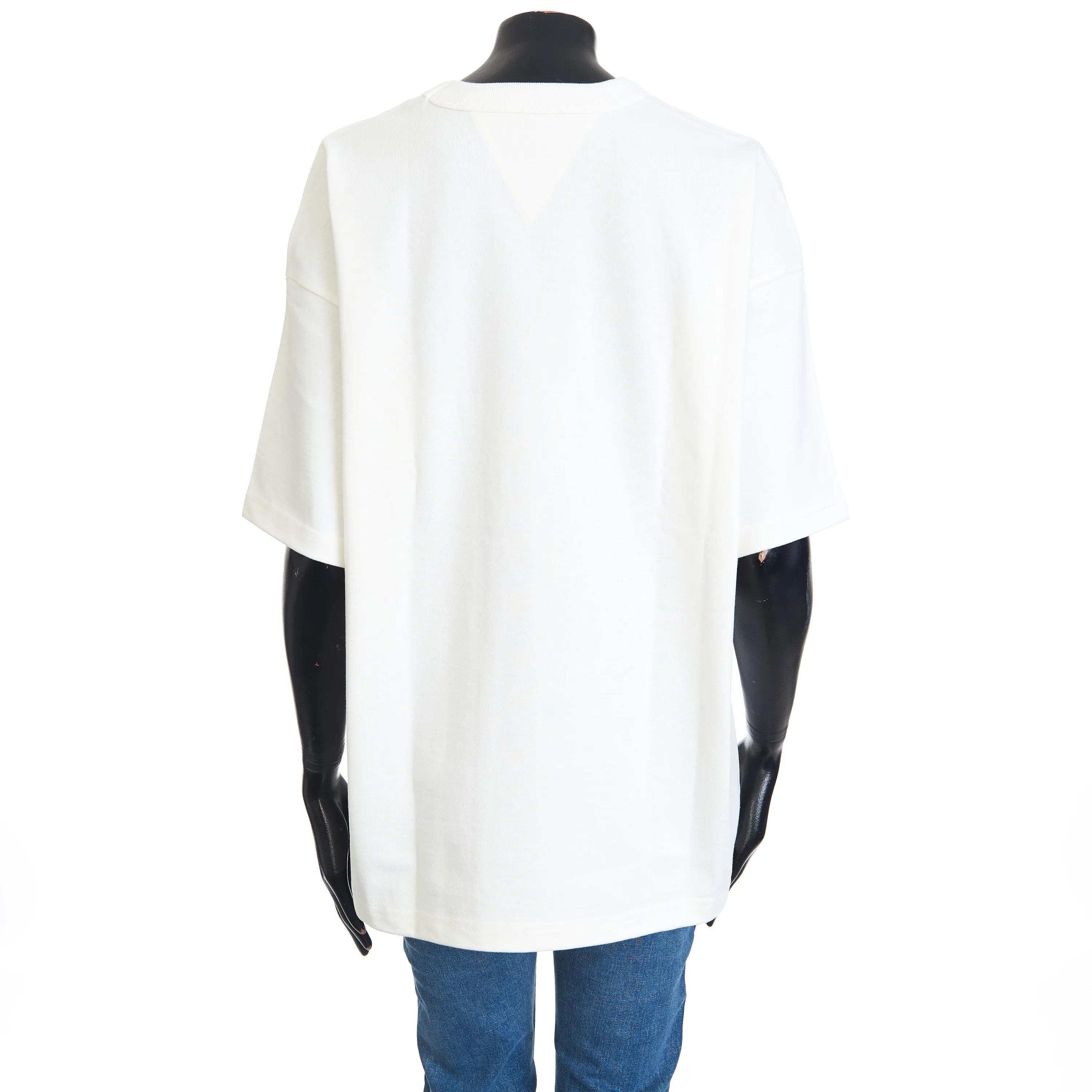 Heavy Jersey Tshirt In White Cotton With Rivet Pocket