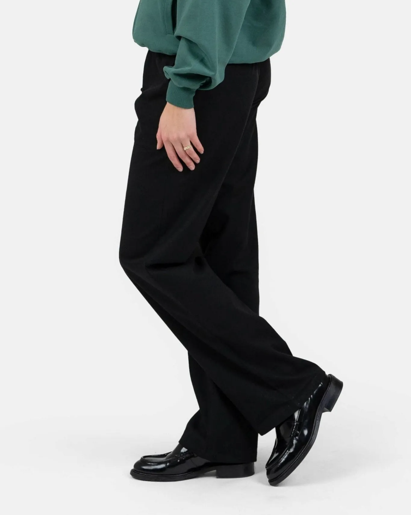 Heavyweight Linen Pants Low Waist Black