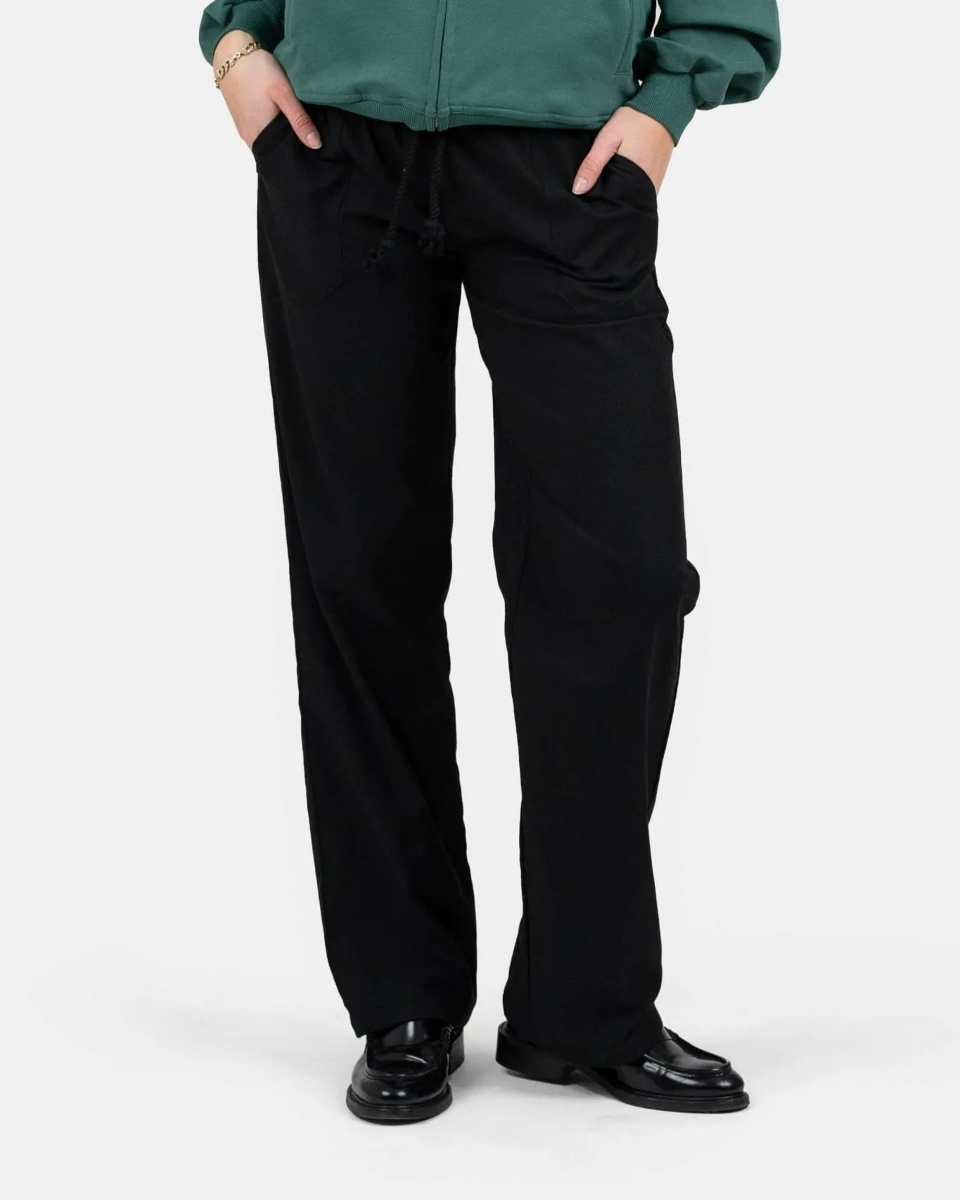 Heavyweight Linen Pants Low Waist Black