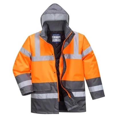 Hi Vis 2 Tone Contrast Winter Traffic Jacket Class 3 High Visibilty  Portwest S467