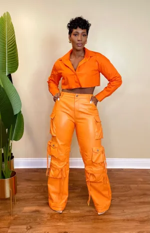 HIGH QUALITY LEATHER PANTS (ORANGE)