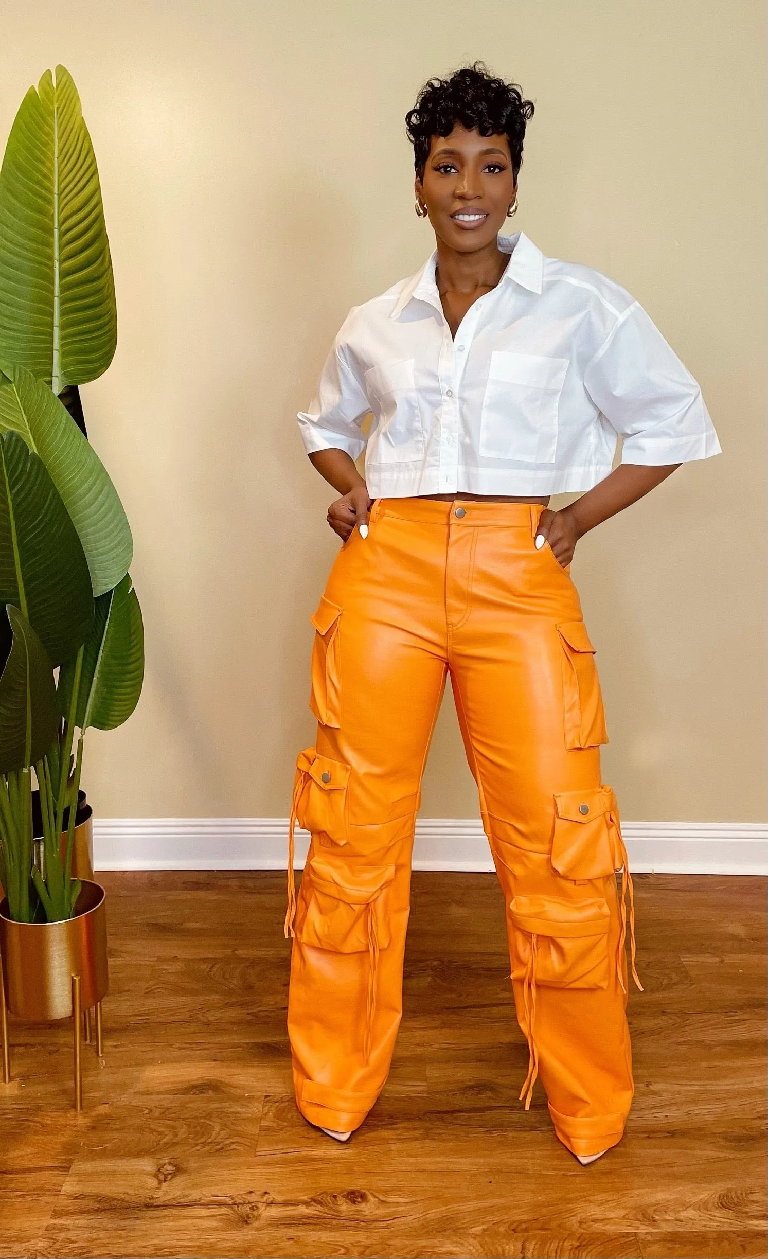 HIGH QUALITY LEATHER PANTS (ORANGE)