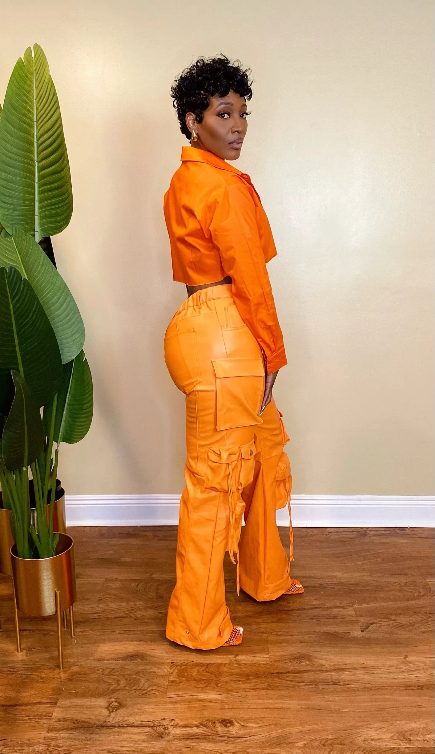 HIGH QUALITY LEATHER PANTS (ORANGE)