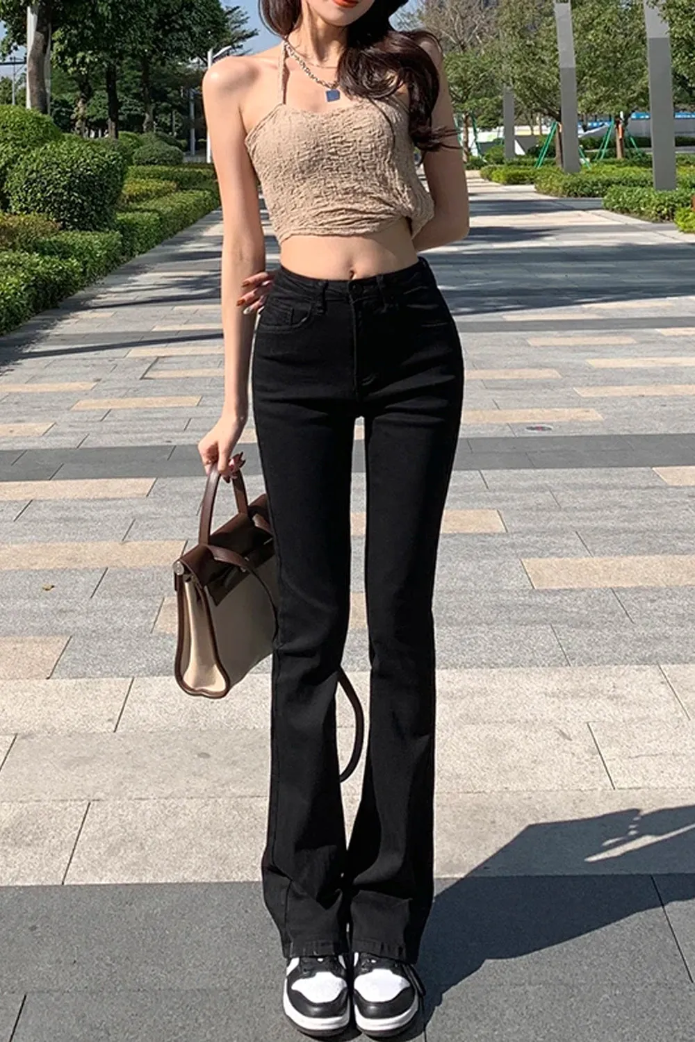 High Waist Flare Slim Jeans Pants