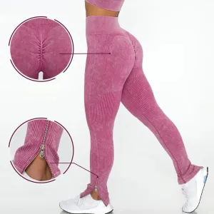High Waist Seamless Yoga Pants with Scrunch Detail for Women - Ruched Butt Lifting Gym Leggings