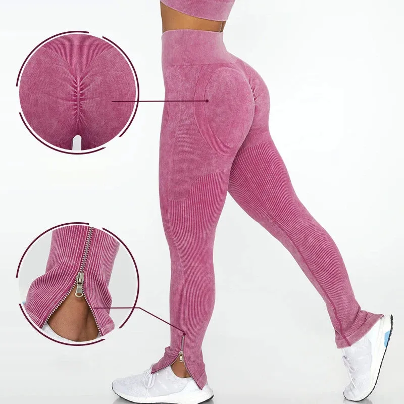 High Waist Seamless Yoga Pants with Scrunch Detail for Women - Ruched Butt Lifting Gym Leggings