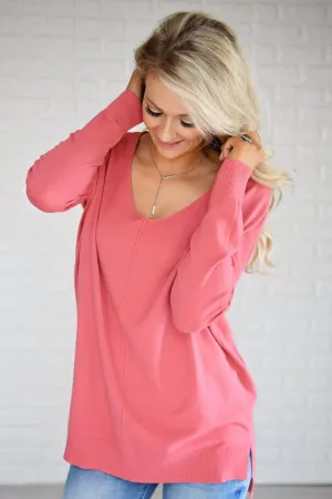 Hold On To Me Sweater ~ Deep Blush