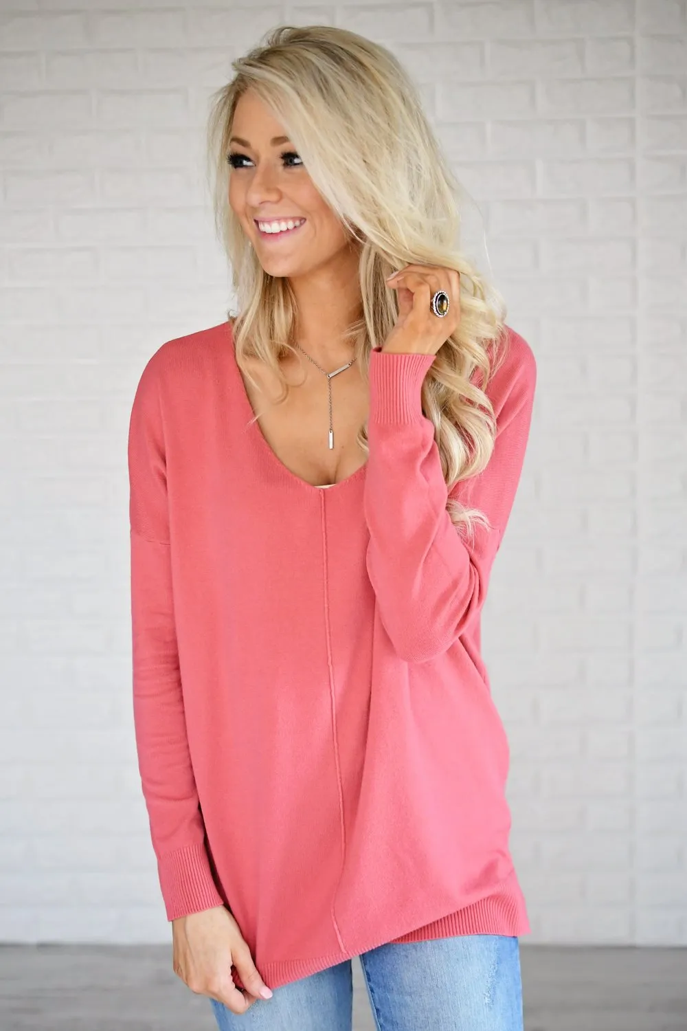 Hold On To Me Sweater ~ Deep Blush