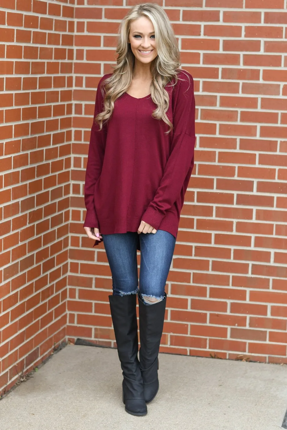 Hold On To Me Sweater ~ Wine