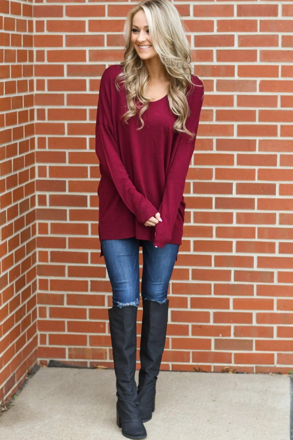 Hold On To Me Sweater ~ Wine
