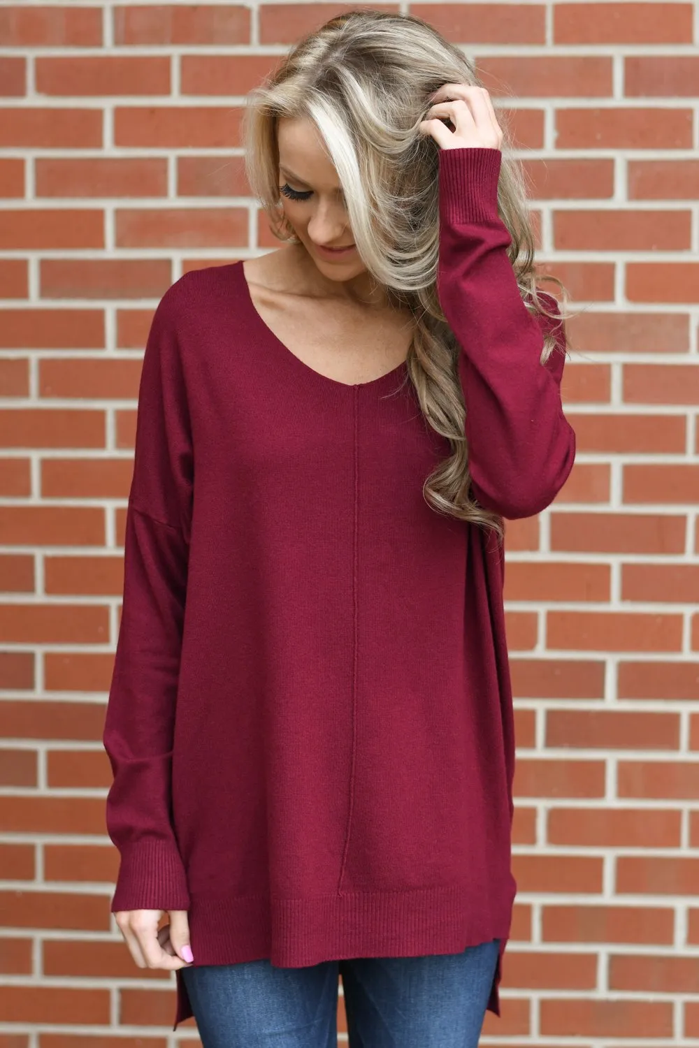 Hold On To Me Sweater ~ Wine