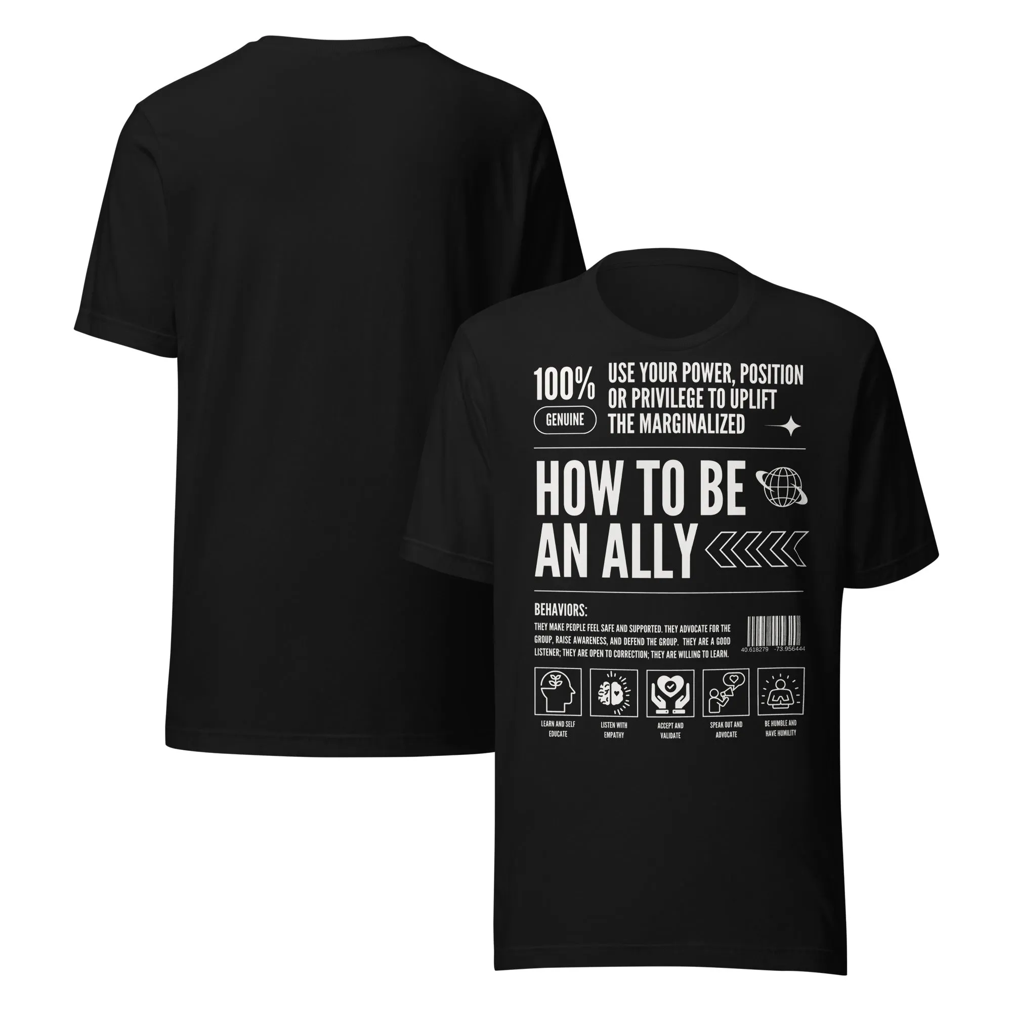 How to be an Ally Graphic Tee Pride Shirts for Allies Black Relaxed Fit T-Shirt