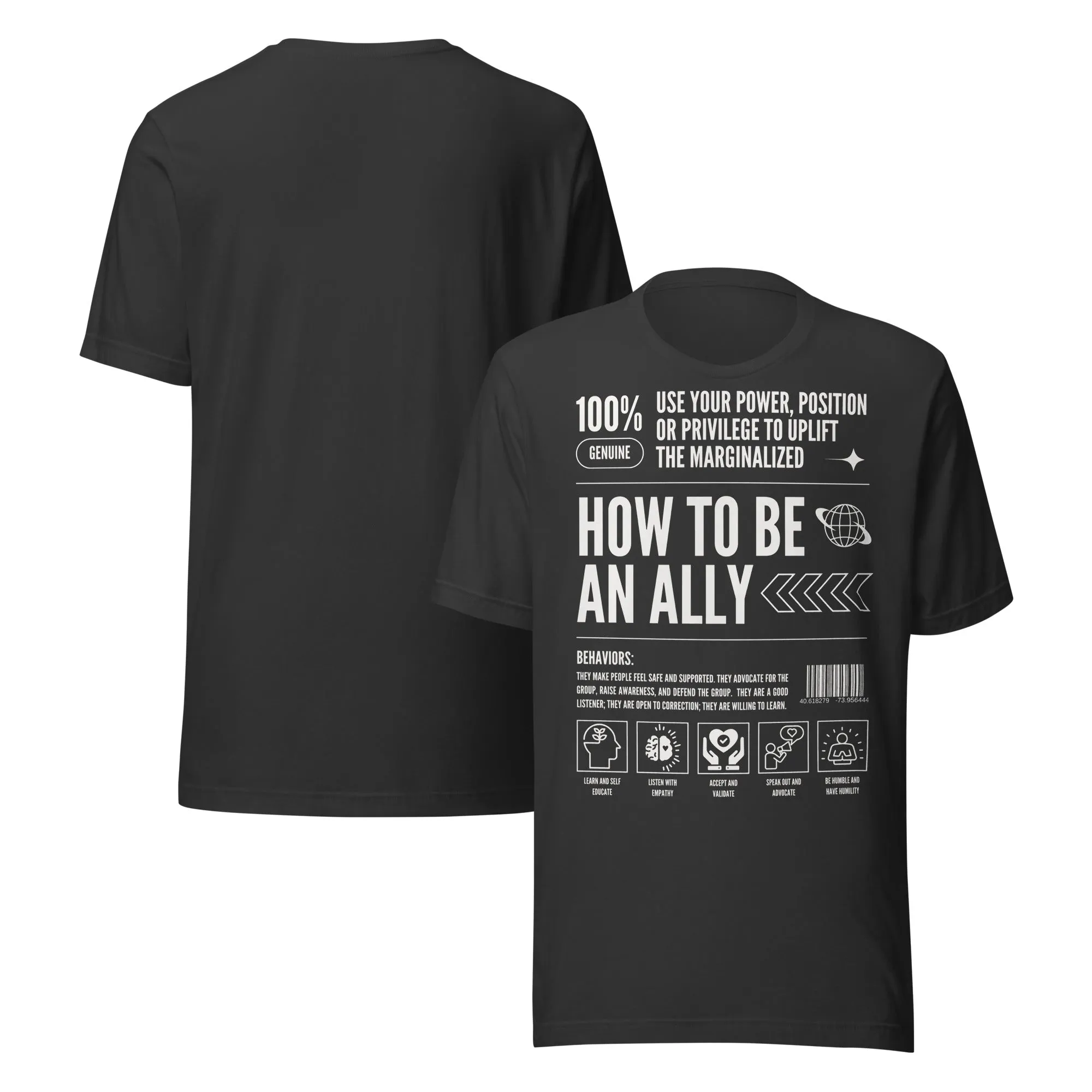 How to be an Ally Graphic Tee Pride Shirts for Allies Black Relaxed Fit T-Shirt