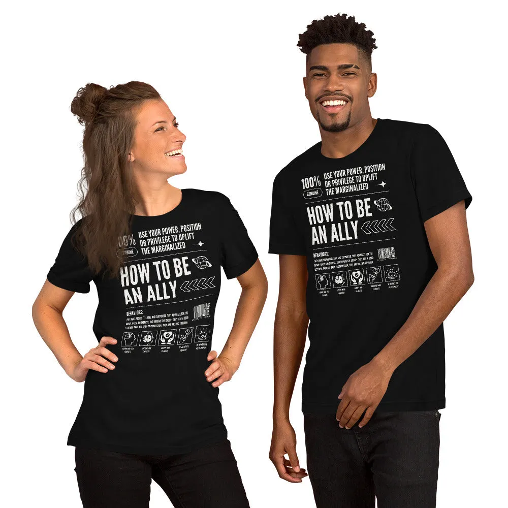 How to be an Ally Graphic Tee Pride Shirts for Allies Black Relaxed Fit T-Shirt