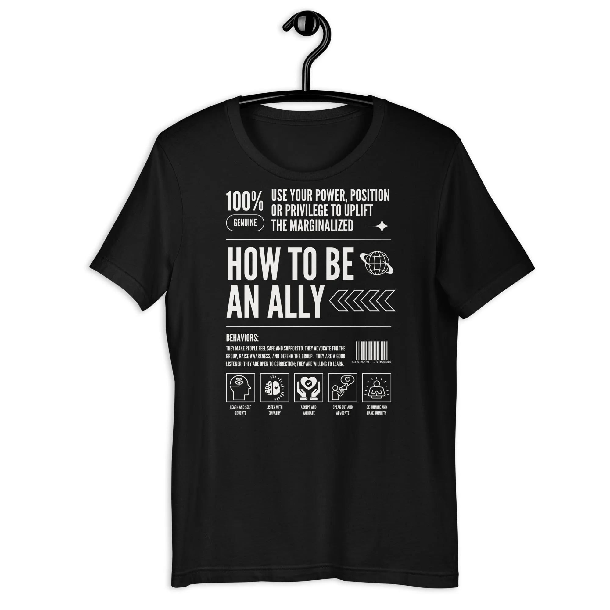 How to be an Ally Graphic Tee Pride Shirts for Allies Black Relaxed Fit T-Shirt