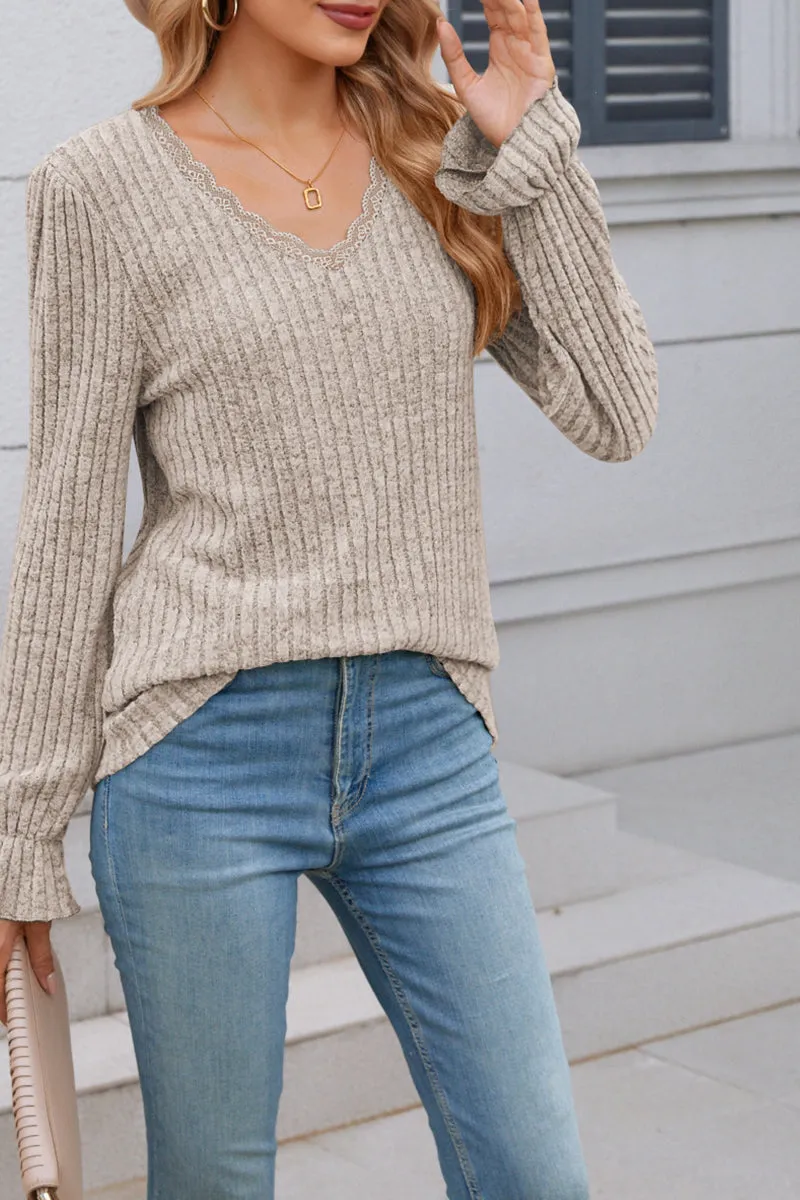 HTR1023 Elegant Knit Pullover Tops