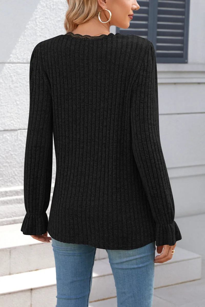 HTR1023 Elegant Knit Pullover Tops