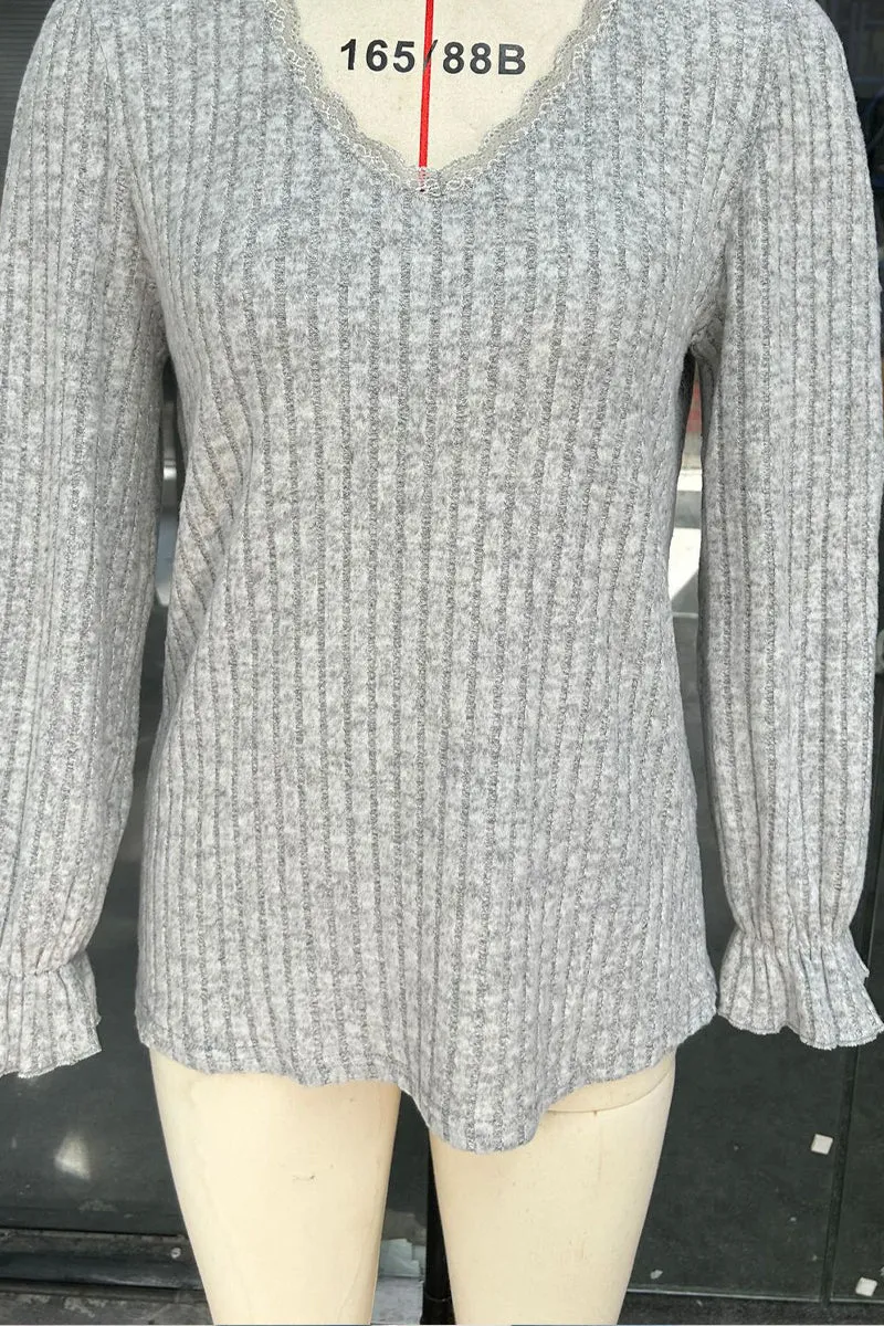 HTR1023 Elegant Knit Pullover Tops