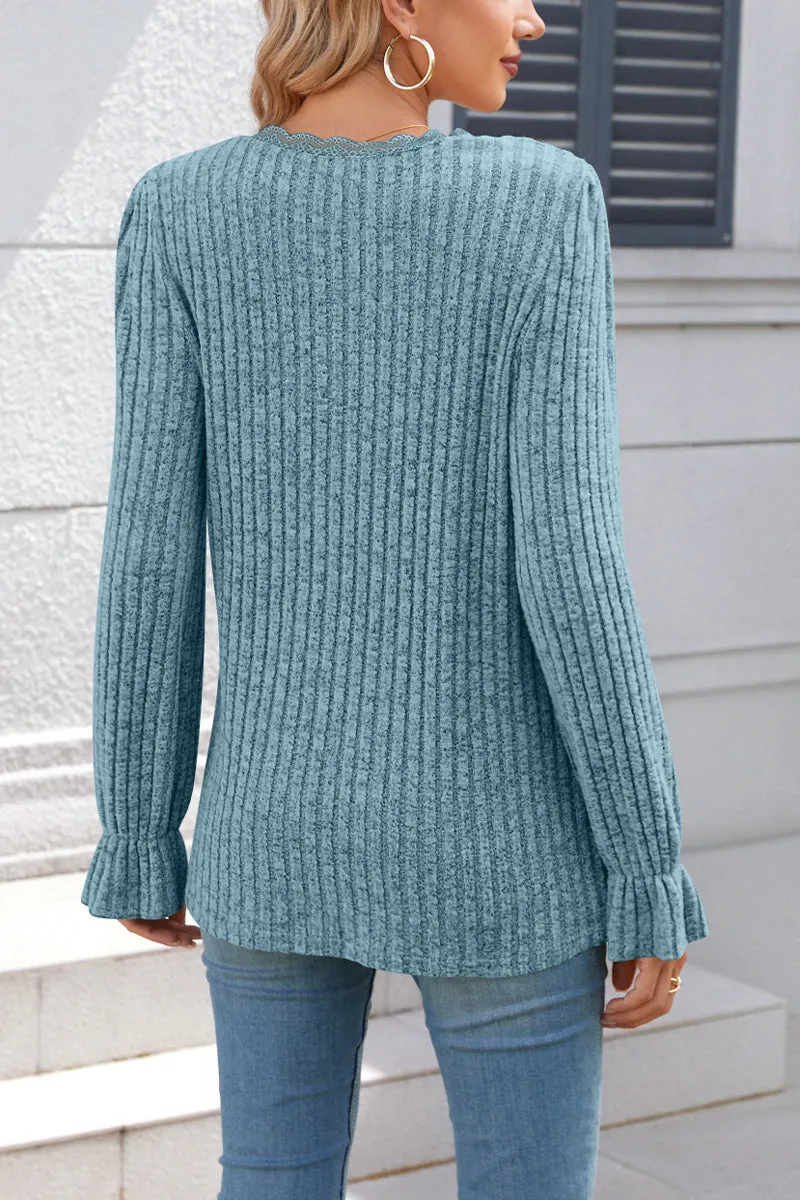 HTR1023 Elegant Knit Pullover Tops
