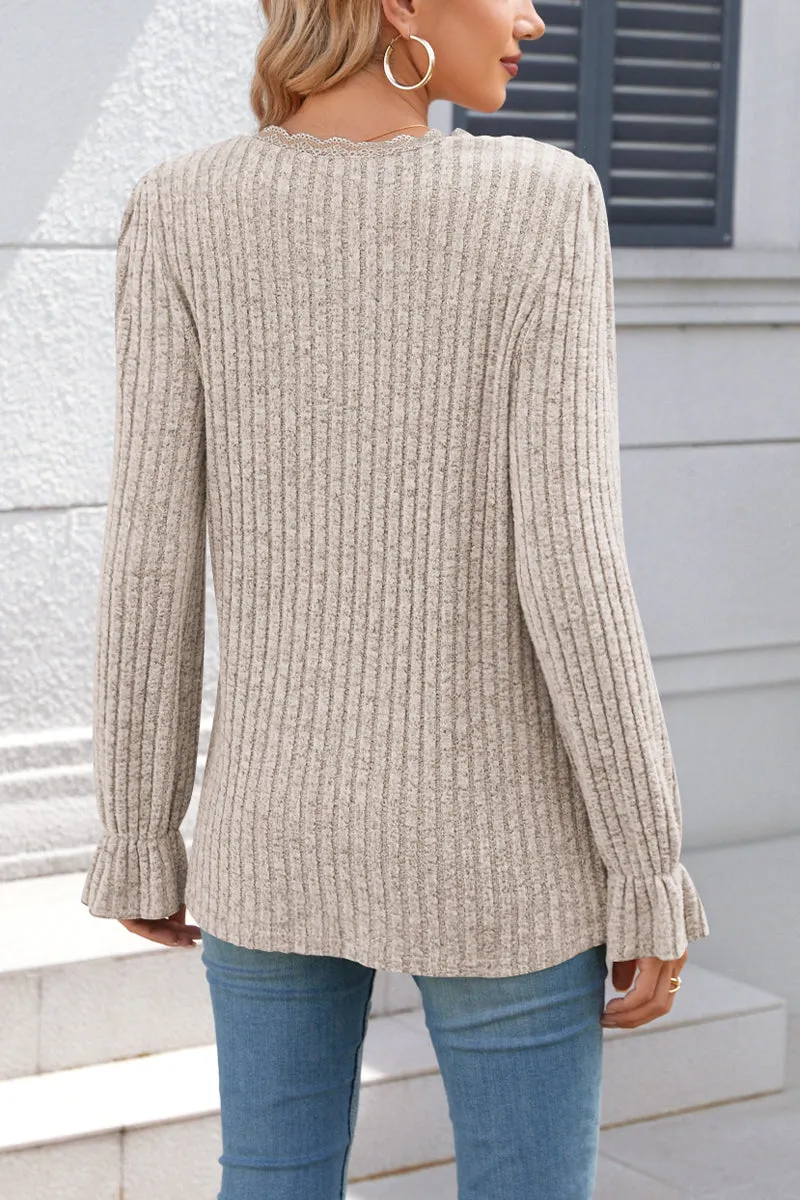 HTR1023 Elegant Knit Pullover Tops
