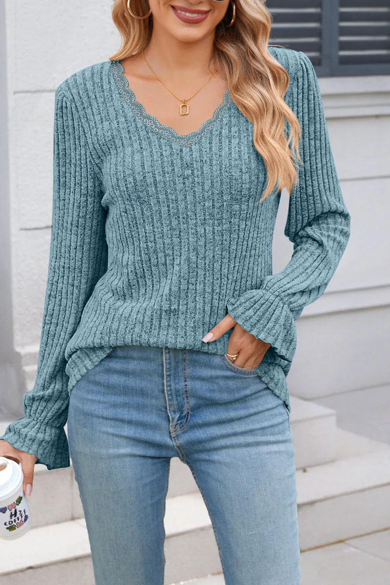 HTR1023 Elegant Knit Pullover Tops