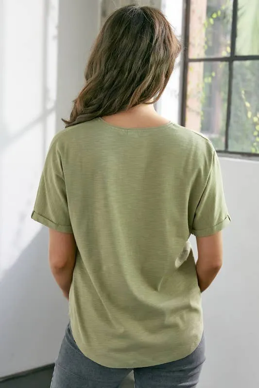 I Love Buttons Slub Knit Jersey Top