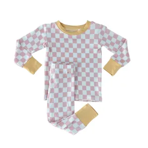 In My Jammers Blush Checkerboard L/S 2pc PJ Set