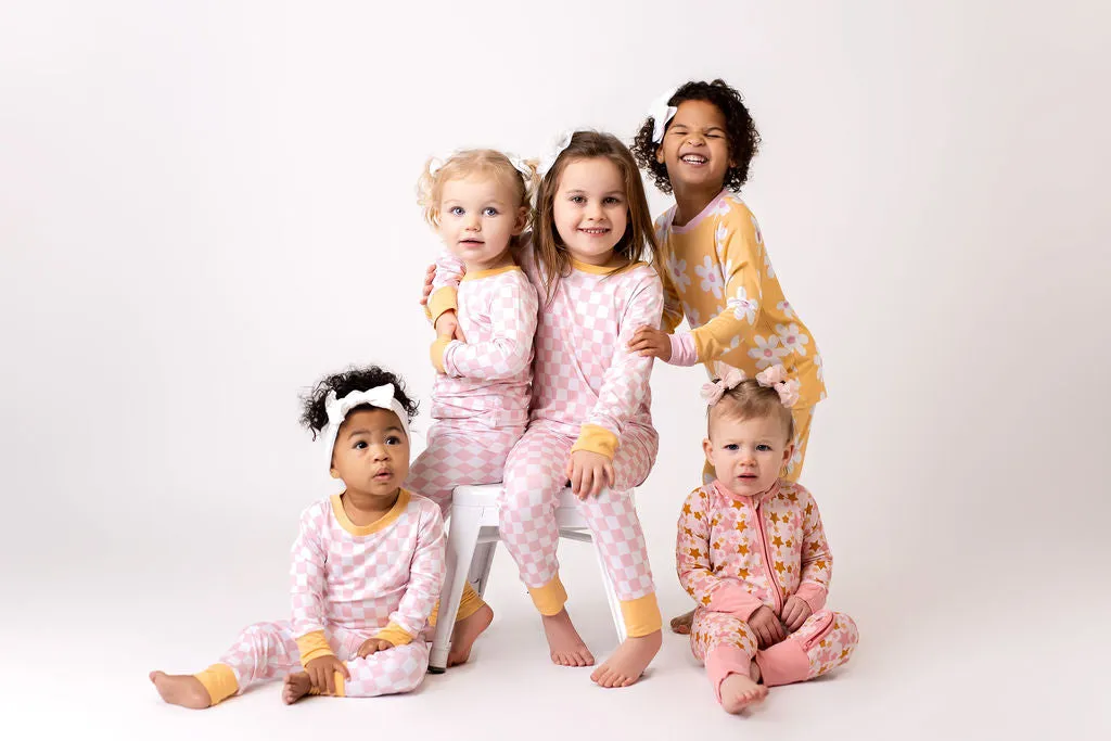 In My Jammers Blush Checkerboard L/S 2pc PJ Set