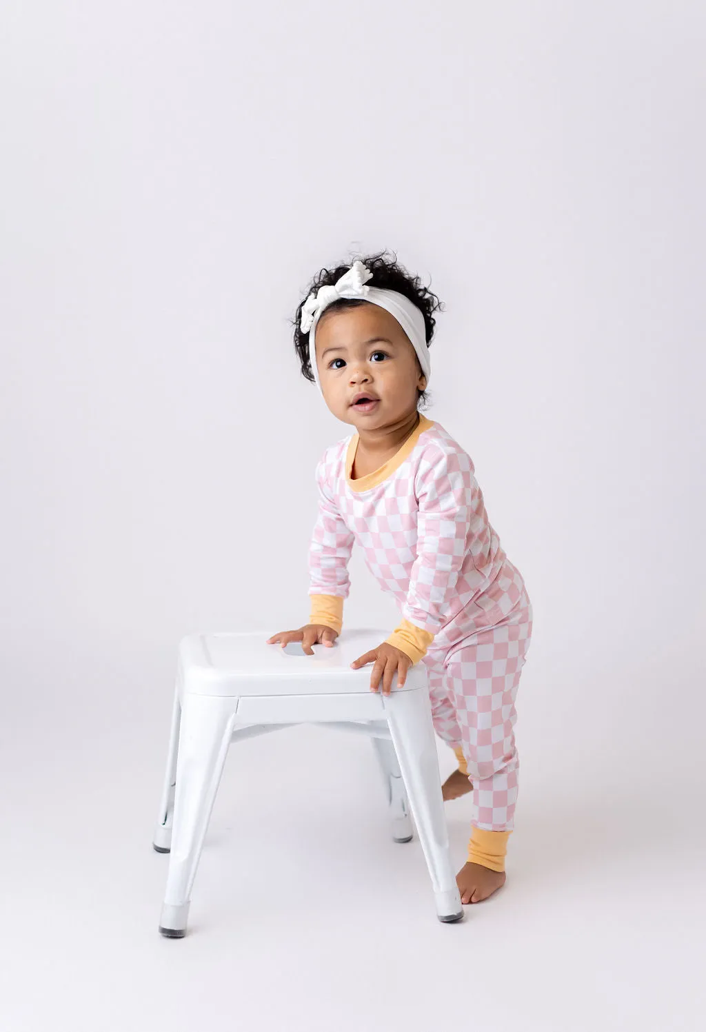 In My Jammers Blush Checkerboard L/S 2pc PJ Set