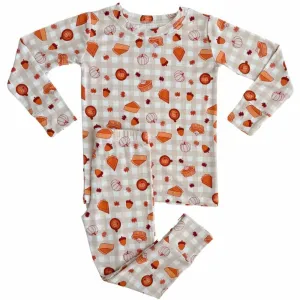 In My Jammers Tan Gingham Pumpkin Pie L/S 2pc Set